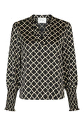 Landa Tile Print Blouse | Black | Bluse fra Neo Noir