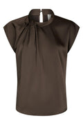 Fleur Drapy Satin Blouse | Dark Brown | Bluse fra Neo Noir – nedsat