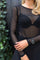 Isa Ls Lace Blouse | Black Wavy Lines | Mesh bluse fra Liberté