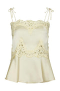 Kaela Heavy Sateen Lace Top | Light Yellow | Bluse fra Neo Noir – nedsat