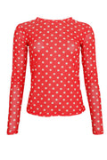 Annie Mesh Blouse | Red Dotted | Bluse fra Black Colour – nedsat