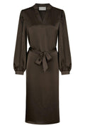 Rolana Heavy Sateen Dress | Dark Brown | Kjole fra Neo Noir – nedsat