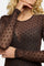 Mesh Ls Tshirt | Dark Brown Small Flock Dot | Mesh bluse fra Liberté