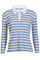 Natalia Ls Polo Blouse | Blue White Rose Stripe | Bluse fra Liberté