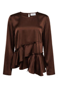 Fie Ls Frill Blouse | Dark Brown – nedsat