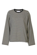 Nalia  Ls Boxy Tshirt | Black Creme Stripe – nedsat