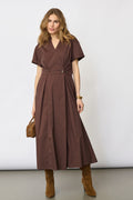 Elaracc Wrap Ss Dress | Dark Brown | Kjole fra Co'Couture