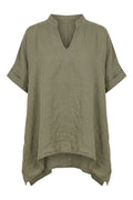 Fiorella Linen V-neck | Kaki – nedsat