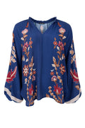 Marigold Blouse | Dk. Blue Flower | Bluse fra Black Colour
