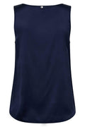 Astrid V-Neck Silk Tank Top | Maritime Blue | Bluse fra Mos Mosh – nedsat