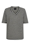 Ulla Ss Vneck Stripe Tshirt | Schwarz Weiß Streifen | T-Shirt von Liberté – nedsat