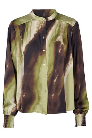 Arianna Blouse 2860 | Brown Green Print | Bluse fra Prepair