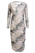 Mesh Ls Long Dress | Black Grey Marble | Kjole fra Liberté