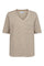 Ulla Ss Vneck Stripe Tshirt | Light Brown White Stripe | T-Shirt fra Liberté