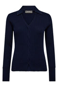 Relena Ripp-Poloshirt | Maritimes Blau | Strickmode von Mos Mosh – nedsat