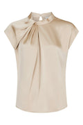 Drapierte Satinbluse Fleur | Dunkler Sand | Bluse von Neo Noir – nedsat
