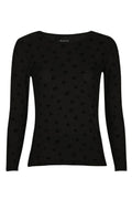 Mesh Ls Tshirt | Black Flock Leo | Bluse fra Liberté