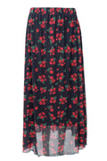 Annie Mesh Skirt | Red Flower | Nederdel fra Black Colour – nedsat