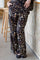 Luna Straight Pant | Leopard | Hose von Black Colour