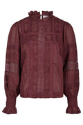 Ebba S Voile Bluse | Burgund | Bluse von Neo Noir – nedsat