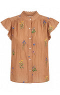 Elys Embroidered Blouse | Camel – nedsat