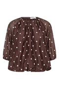 Dita Dot Balloon Blouse | Dark Brown | Bluse fra Co'couture