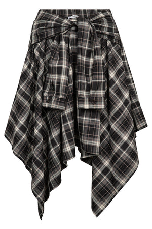 Dagny Check Tie Skirt | Black | Nederdel fra Co'couture