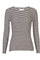 Natalia Ls Round Neck Blouse l D. Brown Creme Small Stripe l Bluse fra Liberté