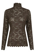 Liza Laceflower Blouse | Chocolate Brown | Bluse fra Neo Noir