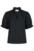 Odesa Linen Blouse | Navy | Bluse fra Neo Noir – nedsat