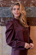 Rosslyn schwere Satinbluse | Burgund | Bluse von Neo Noir 