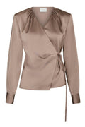 Caprina Heavy Sateen Blouse | Dark Taupe | Bluse fra Neo Noir – nedsat