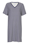 Alma Vneck Tshirt Dress | Blue Creme Stripe | Kjole fra Liberté – nedsat