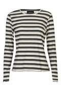 Natalia Ls Round Neck Blouse | Black Creme Grey Stripe – nedsat