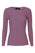 Natalia Ls Round Neck Blouse | Navy Pink Stripe – nedsat