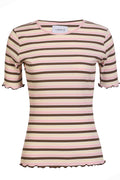 Natalia Ss Blouse | Brown Rose Creme Stripe | Bluse fra Liberté – nedsat