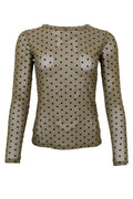 Jennie Dotted Mesh Blouse 40611 | Army | Black Colour – nedsat