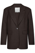 Gaby Pinstripe Blazer | Dark Brown | Blazer fra Neo Noir – nedsat