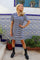 Alma Vneck Tshirt Dress | Blue Creme Stripe | Kjole fra Liberté