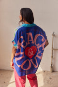 Peace Love SS shirt | Blue | Skjorte fra Atelier C – nedsat