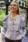 Heather Ls Tie Blouse | Brown Blue Stripe | Bluse fra Liberté