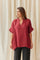 Fiorella Linen V-neck | Burgundy | French Laundry