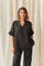 Fiorella Linen V-neck | Black | French Laundry