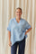 Fiorella Linen V-neck | Sky Blue | French Laundry