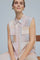 Ilona Sleeveless Shirt | Beige w. Light Blue | Skjorte fra Gustav