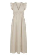 Sun Ruffle Dress | Beige – nedsat