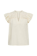 Hazel Ruffle Shirt | Beige – nedsat