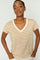 Kala V-SS Stripe Tee | Petrified Oak | T-Shirt fra Mos Mosh