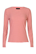 Natalia Ls Round Neck Blouse | Red Creme Gold Stripe