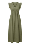 Sun Ruffle Dress | Olive | Kjole fra Avery – nedsat